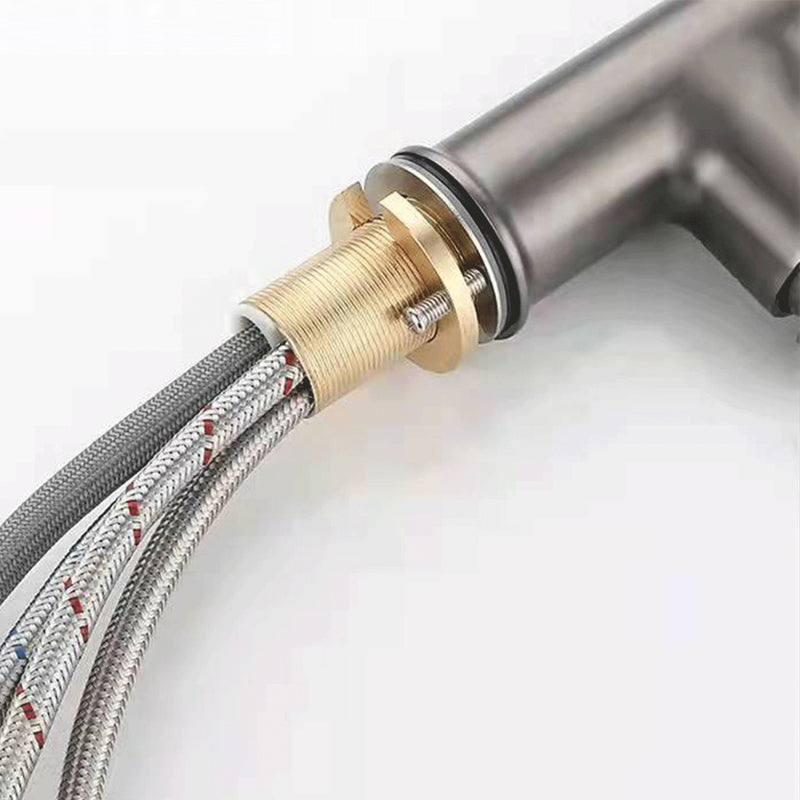 Contemporary Faucet Copper Single Handle High Arc Retractable Faucet for Kitchen Clearhalo 'Home Improvement' 'home_improvement' 'home_improvement_kitchen_faucets' 'Kitchen Faucets' 'Kitchen Remodel & Kitchen Fixtures' 'Kitchen Sinks & Faucet Components' 'kitchen_faucets' 6667190