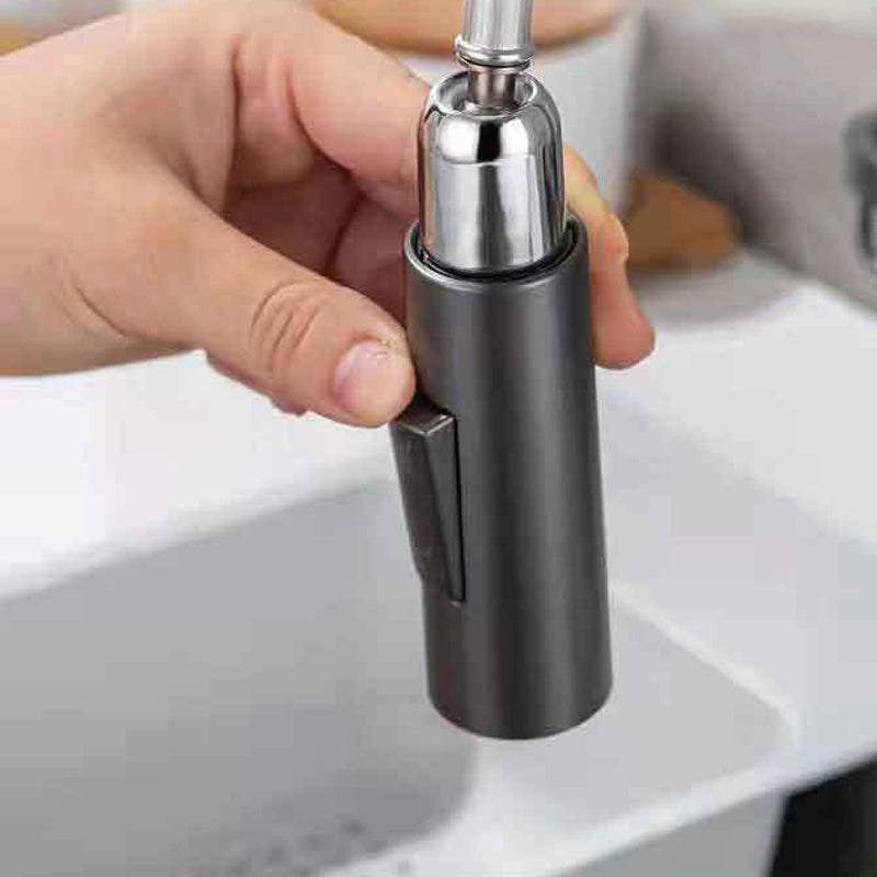 Contemporary Faucet Stainless Steel Single Handle High Arc Retractable Faucet for Kitchen Clearhalo 'Home Improvement' 'home_improvement' 'home_improvement_kitchen_faucets' 'Kitchen Faucets' 'Kitchen Remodel & Kitchen Fixtures' 'Kitchen Sinks & Faucet Components' 'kitchen_faucets' 6667201