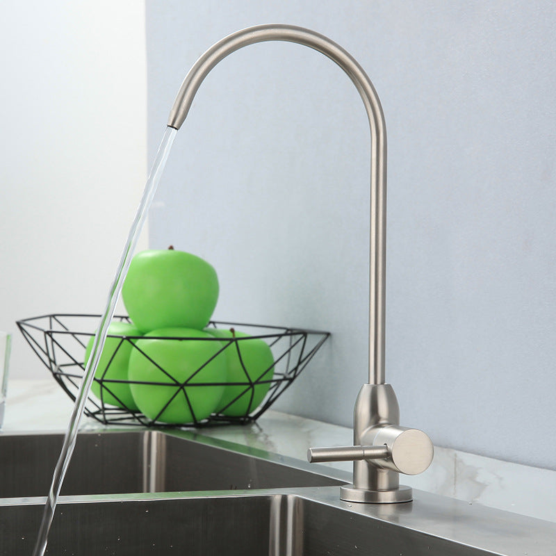 Contemporary Style Faucet Stainless Steel Single Handle High Arc Faucet for Kitchen Chrome Clearhalo 'Home Improvement' 'home_improvement' 'home_improvement_kitchen_faucets' 'Kitchen Faucets' 'Kitchen Remodel & Kitchen Fixtures' 'Kitchen Sinks & Faucet Components' 'kitchen_faucets' 6667206