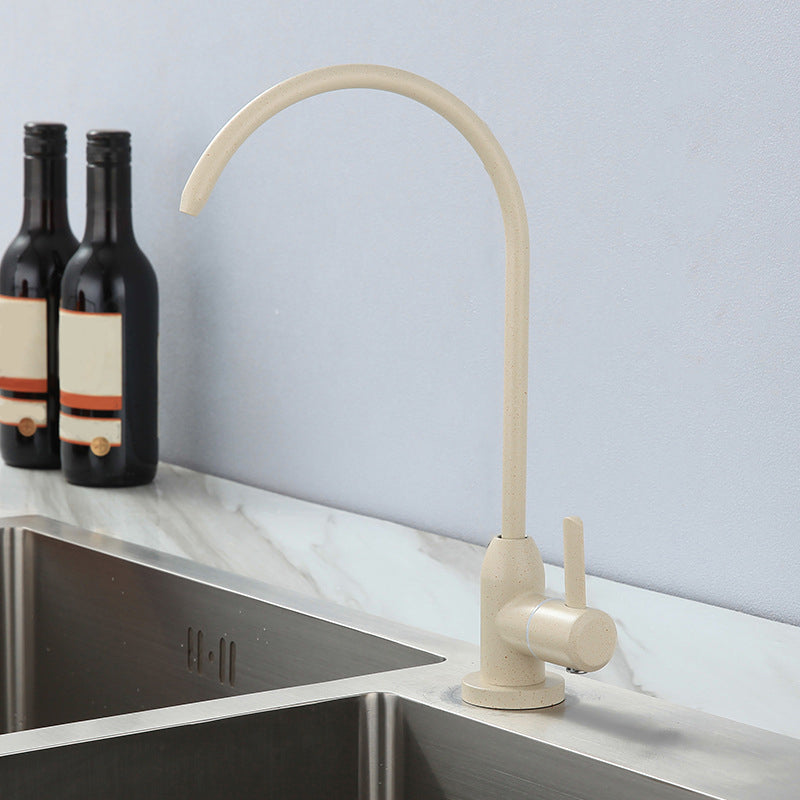 Contemporary Style Faucet Stainless Steel Single Handle High Arc Faucet for Kitchen Beige Clearhalo 'Home Improvement' 'home_improvement' 'home_improvement_kitchen_faucets' 'Kitchen Faucets' 'Kitchen Remodel & Kitchen Fixtures' 'Kitchen Sinks & Faucet Components' 'kitchen_faucets' 6667208