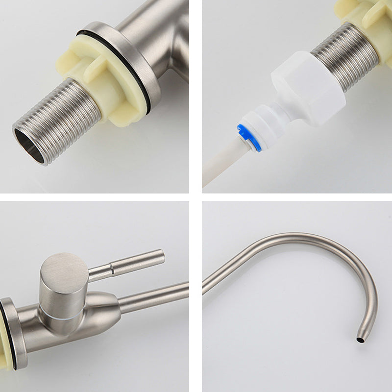 Contemporary Style Faucet Stainless Steel Single Handle High Arc Faucet for Kitchen Clearhalo 'Home Improvement' 'home_improvement' 'home_improvement_kitchen_faucets' 'Kitchen Faucets' 'Kitchen Remodel & Kitchen Fixtures' 'Kitchen Sinks & Faucet Components' 'kitchen_faucets' 6667216