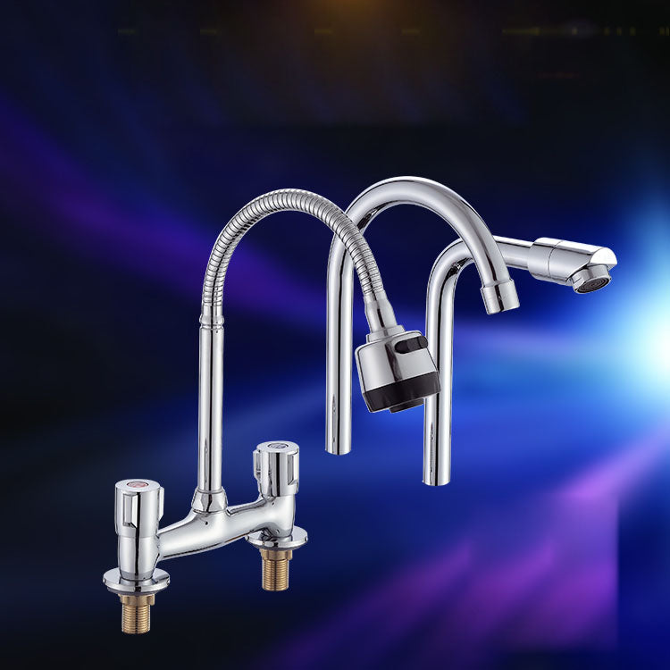 Modern Pre-Rinse Kitchen Faucet Brass Knob Handle Swivel Spout Kitchen Sink Faucet Clearhalo 'Home Improvement' 'home_improvement' 'home_improvement_kitchen_faucets' 'Kitchen Faucets' 'Kitchen Remodel & Kitchen Fixtures' 'Kitchen Sinks & Faucet Components' 'kitchen_faucets' 6667235