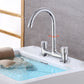 Modern Pre-Rinse Kitchen Faucet Brass Knob Handle Swivel Spout Kitchen Sink Faucet Gooseneck Supply Lines Included Clearhalo 'Home Improvement' 'home_improvement' 'home_improvement_kitchen_faucets' 'Kitchen Faucets' 'Kitchen Remodel & Kitchen Fixtures' 'Kitchen Sinks & Faucet Components' 'kitchen_faucets' 6667237