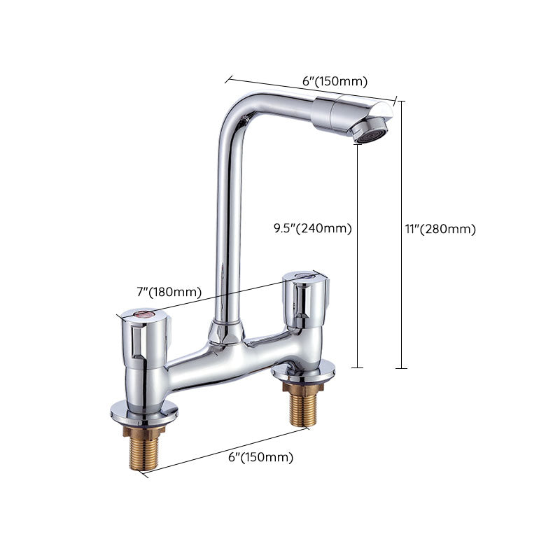 Modern Pre-Rinse Kitchen Faucet Brass Knob Handle Swivel Spout Kitchen Sink Faucet Clearhalo 'Home Improvement' 'home_improvement' 'home_improvement_kitchen_faucets' 'Kitchen Faucets' 'Kitchen Remodel & Kitchen Fixtures' 'Kitchen Sinks & Faucet Components' 'kitchen_faucets' 6667240