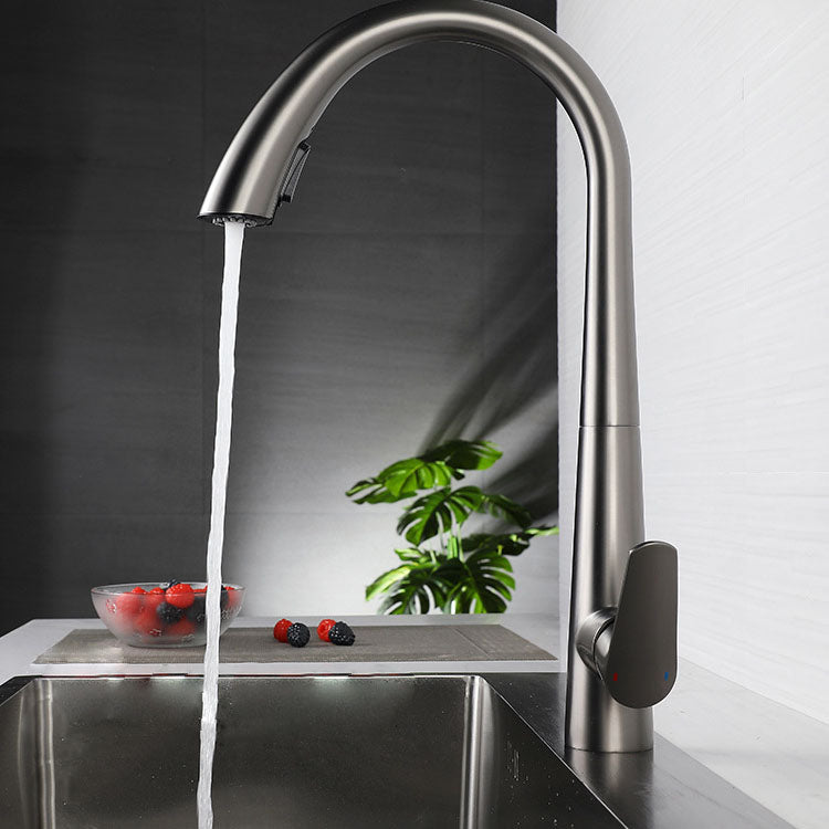Contemporary Faucet Stainless Steel Single Handle High Arc Faucet for Kitchen Clearhalo 'Home Improvement' 'home_improvement' 'home_improvement_kitchen_faucets' 'Kitchen Faucets' 'Kitchen Remodel & Kitchen Fixtures' 'Kitchen Sinks & Faucet Components' 'kitchen_faucets' 6667246