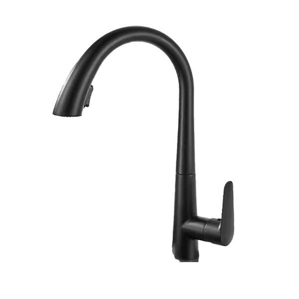 Contemporary Faucet Stainless Steel Single Handle High Arc Faucet for Kitchen Black Clearhalo 'Home Improvement' 'home_improvement' 'home_improvement_kitchen_faucets' 'Kitchen Faucets' 'Kitchen Remodel & Kitchen Fixtures' 'Kitchen Sinks & Faucet Components' 'kitchen_faucets' 6667250