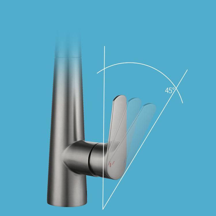 Contemporary Faucet Stainless Steel Single Handle High Arc Faucet for Kitchen Clearhalo 'Home Improvement' 'home_improvement' 'home_improvement_kitchen_faucets' 'Kitchen Faucets' 'Kitchen Remodel & Kitchen Fixtures' 'Kitchen Sinks & Faucet Components' 'kitchen_faucets' 6667254