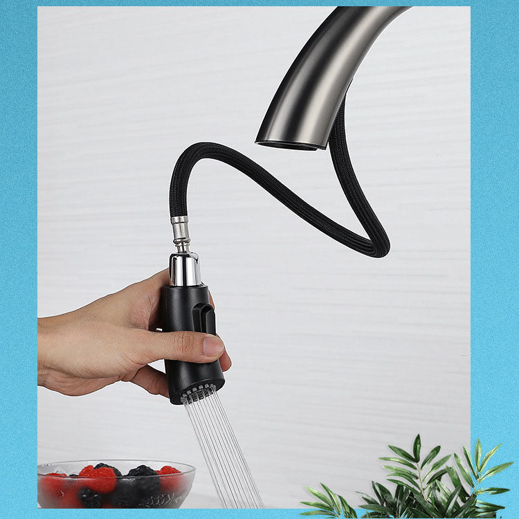 Contemporary Faucet Stainless Steel Single Handle High Arc Faucet for Kitchen Clearhalo 'Home Improvement' 'home_improvement' 'home_improvement_kitchen_faucets' 'Kitchen Faucets' 'Kitchen Remodel & Kitchen Fixtures' 'Kitchen Sinks & Faucet Components' 'kitchen_faucets' 6667260