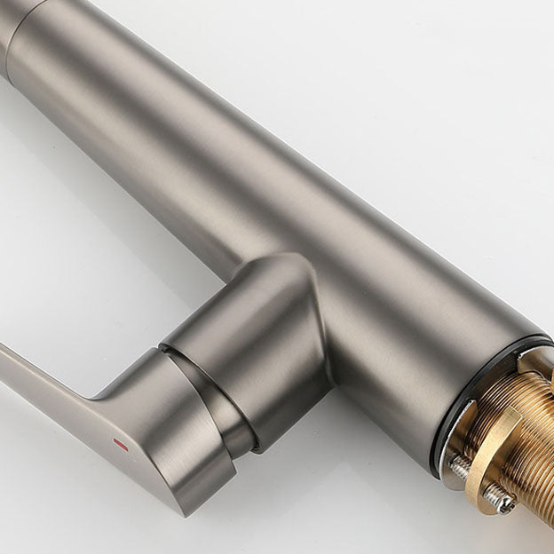 Contemporary Faucet Stainless Steel Single Handle High Arc Faucet for Kitchen Clearhalo 'Home Improvement' 'home_improvement' 'home_improvement_kitchen_faucets' 'Kitchen Faucets' 'Kitchen Remodel & Kitchen Fixtures' 'Kitchen Sinks & Faucet Components' 'kitchen_faucets' 6667261