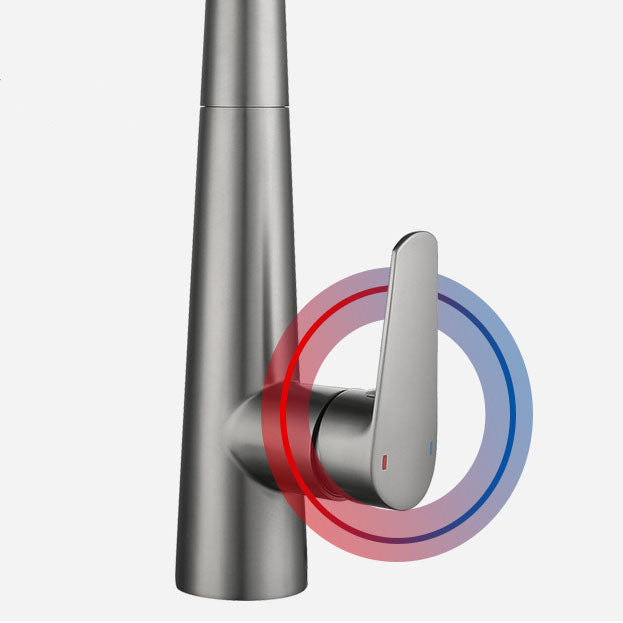 Contemporary Faucet Stainless Steel Single Handle High Arc Faucet for Kitchen Clearhalo 'Home Improvement' 'home_improvement' 'home_improvement_kitchen_faucets' 'Kitchen Faucets' 'Kitchen Remodel & Kitchen Fixtures' 'Kitchen Sinks & Faucet Components' 'kitchen_faucets' 6667262