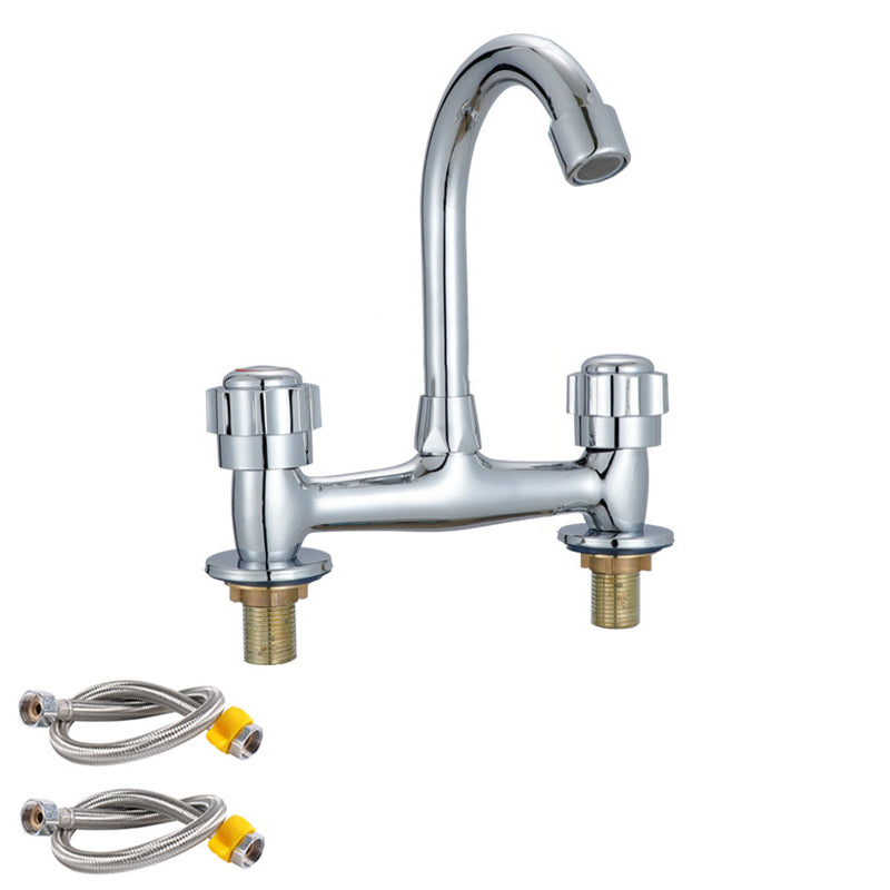 Modern Kitchen Bar Faucet Brass 2 Knob Handle and Supply Lines Bar Prep Kitchen Faucet Silver Clearhalo 'Home Improvement' 'home_improvement' 'home_improvement_kitchen_faucets' 'Kitchen Faucets' 'Kitchen Remodel & Kitchen Fixtures' 'Kitchen Sinks & Faucet Components' 'kitchen_faucets' 6667267