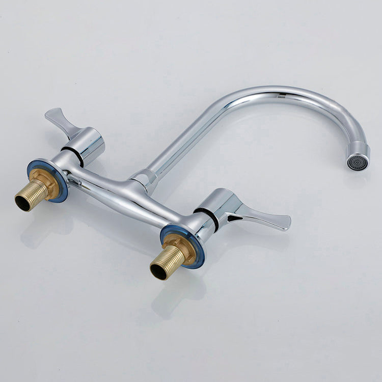 Modern Kitchen Bar Faucet Brass 2 Knob Handle and Supply Lines Bar Prep Kitchen Faucet Clearhalo 'Home Improvement' 'home_improvement' 'home_improvement_kitchen_faucets' 'Kitchen Faucets' 'Kitchen Remodel & Kitchen Fixtures' 'Kitchen Sinks & Faucet Components' 'kitchen_faucets' 6667272