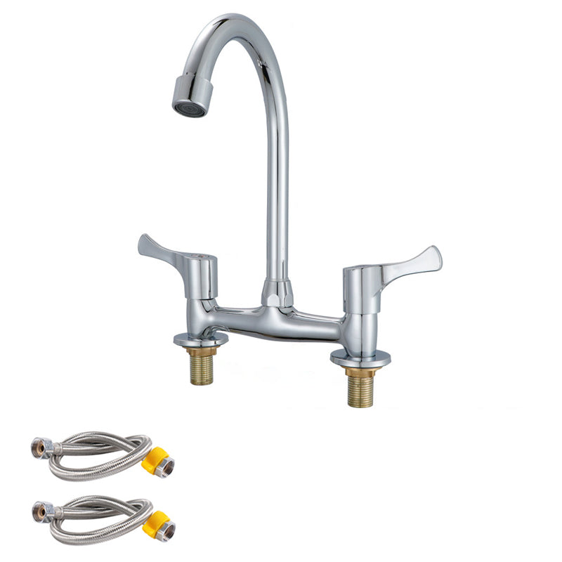 Modern Kitchen Bar Faucet Brass 2 Knob Handle and Supply Lines Bar Prep Kitchen Faucet Grey Clearhalo 'Home Improvement' 'home_improvement' 'home_improvement_kitchen_faucets' 'Kitchen Faucets' 'Kitchen Remodel & Kitchen Fixtures' 'Kitchen Sinks & Faucet Components' 'kitchen_faucets' 6667274