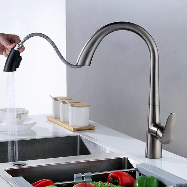 Contemporary Kitchen Faucet Copper Single Handle High Arc Kitchen Faucet Clearhalo 'Home Improvement' 'home_improvement' 'home_improvement_kitchen_faucets' 'Kitchen Faucets' 'Kitchen Remodel & Kitchen Fixtures' 'Kitchen Sinks & Faucet Components' 'kitchen_faucets' 6667300