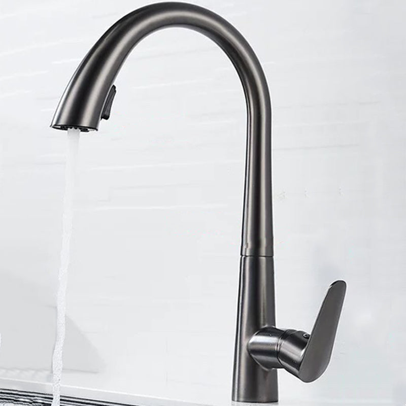 Contemporary Kitchen Faucet Copper Single Handle High Arc Kitchen Faucet Silver/Gray Clearhalo 'Home Improvement' 'home_improvement' 'home_improvement_kitchen_faucets' 'Kitchen Faucets' 'Kitchen Remodel & Kitchen Fixtures' 'Kitchen Sinks & Faucet Components' 'kitchen_faucets' 6667301
