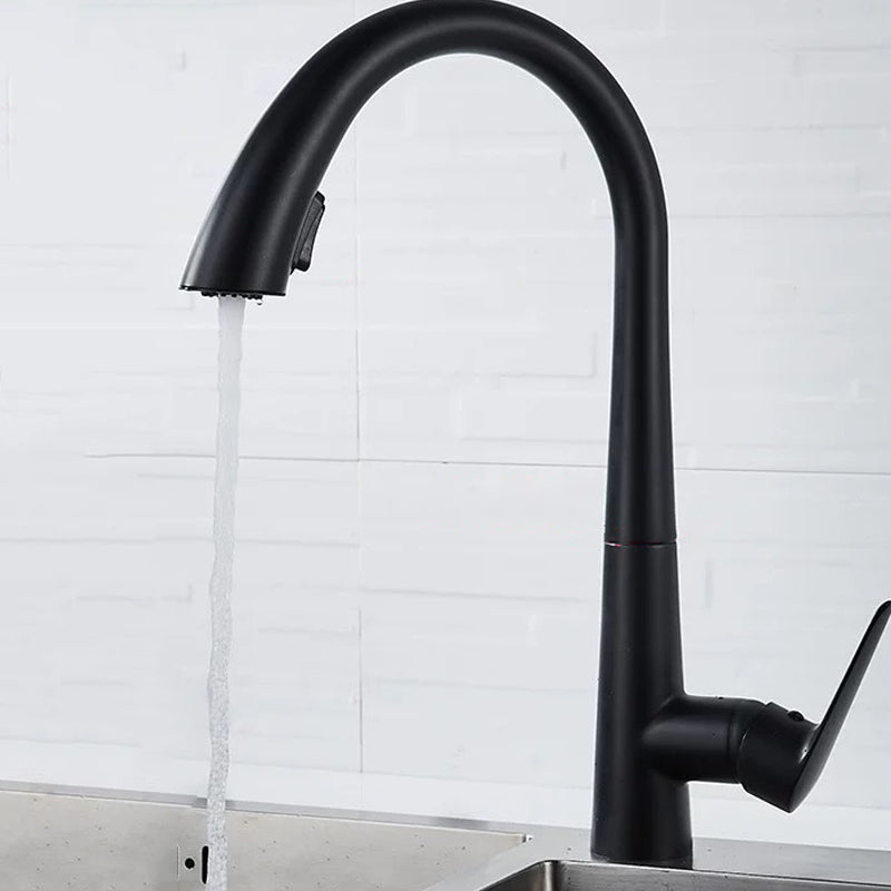 Contemporary Kitchen Faucet Copper Single Handle High Arc Kitchen Faucet Black Clearhalo 'Home Improvement' 'home_improvement' 'home_improvement_kitchen_faucets' 'Kitchen Faucets' 'Kitchen Remodel & Kitchen Fixtures' 'Kitchen Sinks & Faucet Components' 'kitchen_faucets' 6667302