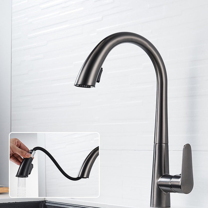Contemporary Kitchen Faucet Copper Single Handle High Arc Kitchen Faucet Clearhalo 'Home Improvement' 'home_improvement' 'home_improvement_kitchen_faucets' 'Kitchen Faucets' 'Kitchen Remodel & Kitchen Fixtures' 'Kitchen Sinks & Faucet Components' 'kitchen_faucets' 6667303