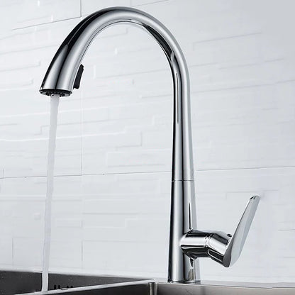 Contemporary Kitchen Faucet Copper Single Handle High Arc Kitchen Faucet Chrome Clearhalo 'Home Improvement' 'home_improvement' 'home_improvement_kitchen_faucets' 'Kitchen Faucets' 'Kitchen Remodel & Kitchen Fixtures' 'Kitchen Sinks & Faucet Components' 'kitchen_faucets' 6667304