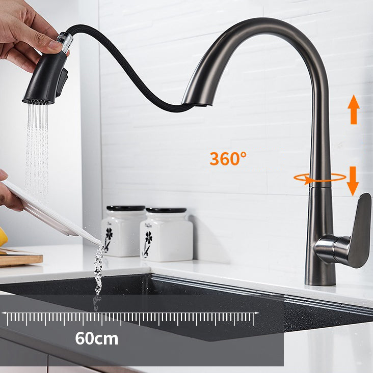 Contemporary Kitchen Faucet Copper Single Handle High Arc Kitchen Faucet Clearhalo 'Home Improvement' 'home_improvement' 'home_improvement_kitchen_faucets' 'Kitchen Faucets' 'Kitchen Remodel & Kitchen Fixtures' 'Kitchen Sinks & Faucet Components' 'kitchen_faucets' 6667305