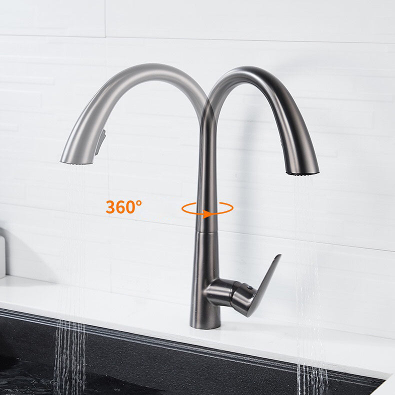 Contemporary Kitchen Faucet Copper Single Handle High Arc Kitchen Faucet Clearhalo 'Home Improvement' 'home_improvement' 'home_improvement_kitchen_faucets' 'Kitchen Faucets' 'Kitchen Remodel & Kitchen Fixtures' 'Kitchen Sinks & Faucet Components' 'kitchen_faucets' 6667312