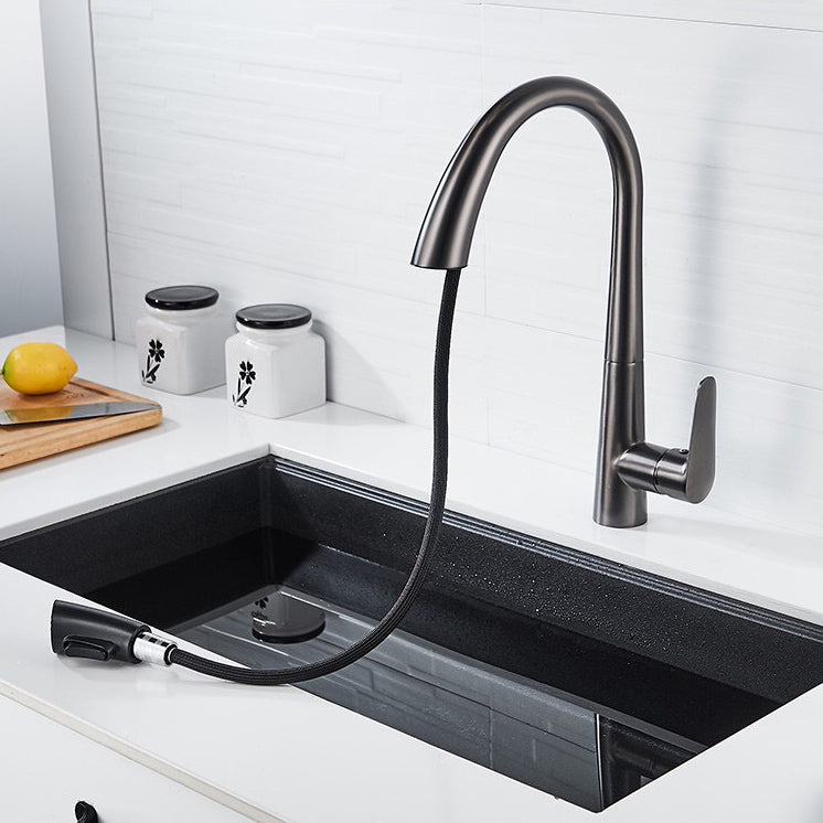 Contemporary Kitchen Faucet Copper Single Handle High Arc Kitchen Faucet Clearhalo 'Home Improvement' 'home_improvement' 'home_improvement_kitchen_faucets' 'Kitchen Faucets' 'Kitchen Remodel & Kitchen Fixtures' 'Kitchen Sinks & Faucet Components' 'kitchen_faucets' 6667317