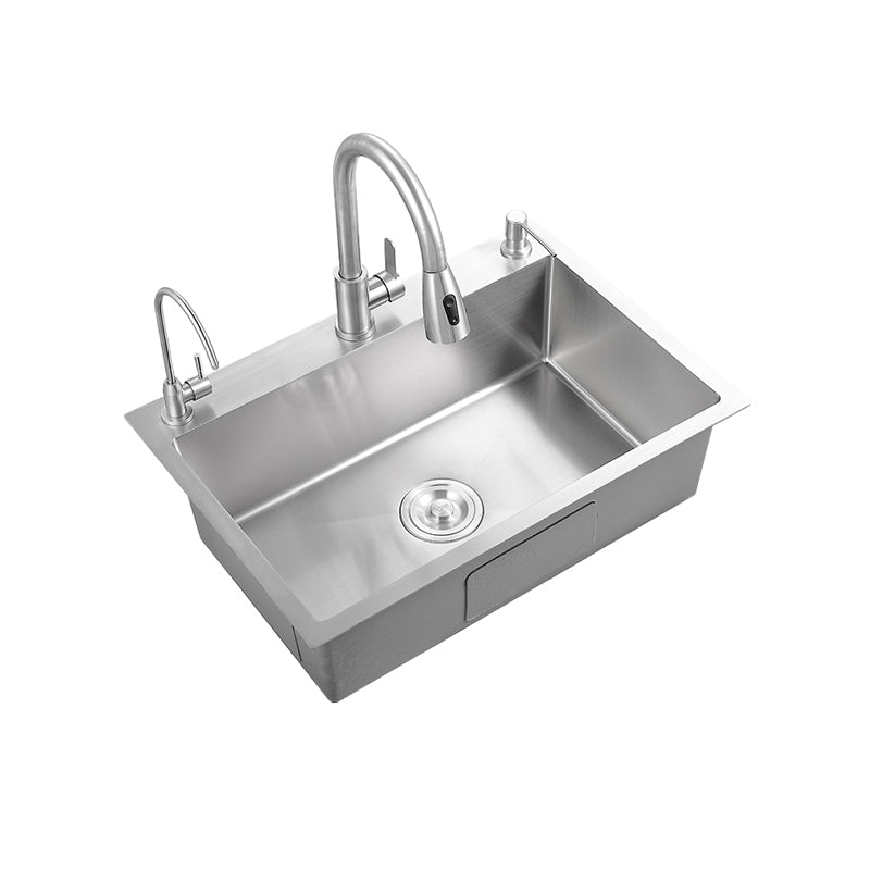 Modern Kitchen Sink Stainless Steel Kitchen Sink with Drain Strainer Kit Clearhalo 'Home Improvement' 'home_improvement' 'home_improvement_kitchen_sinks' 'Kitchen Remodel & Kitchen Fixtures' 'Kitchen Sinks & Faucet Components' 'Kitchen Sinks' 'kitchen_sinks' 6667340