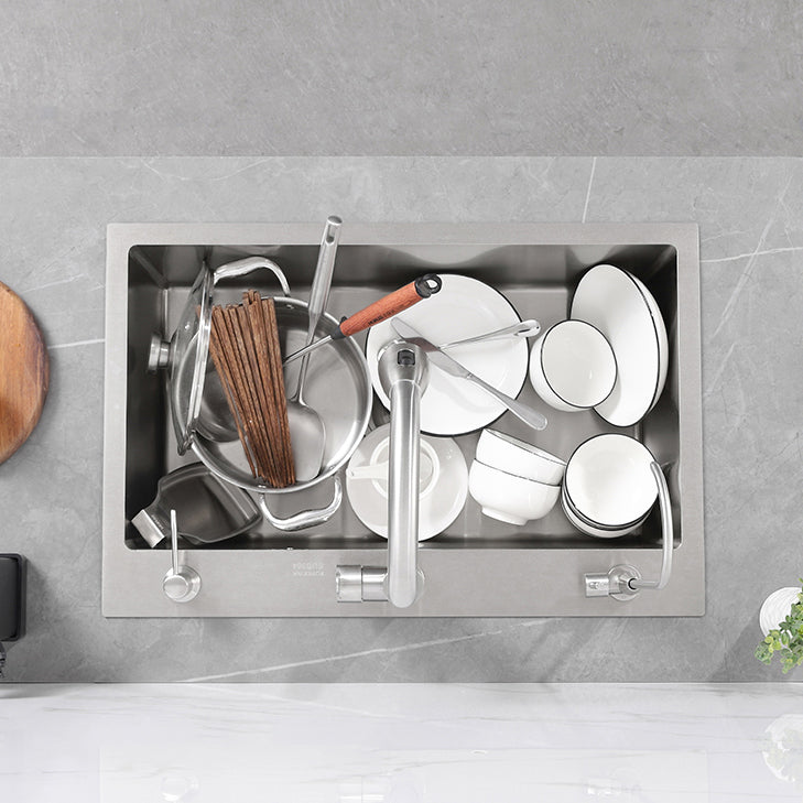 Modern Kitchen Sink Stainless Steel Kitchen Sink with Drain Strainer Kit Clearhalo 'Home Improvement' 'home_improvement' 'home_improvement_kitchen_sinks' 'Kitchen Remodel & Kitchen Fixtures' 'Kitchen Sinks & Faucet Components' 'Kitchen Sinks' 'kitchen_sinks' 6667341