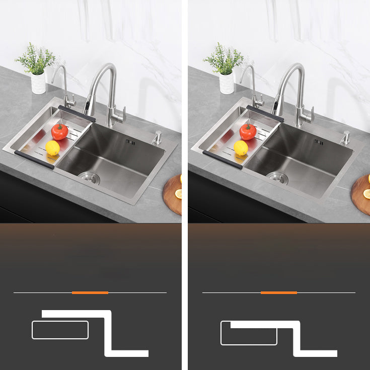 Modern Kitchen Sink Stainless Steel Kitchen Sink with Drain Strainer Kit Clearhalo 'Home Improvement' 'home_improvement' 'home_improvement_kitchen_sinks' 'Kitchen Remodel & Kitchen Fixtures' 'Kitchen Sinks & Faucet Components' 'Kitchen Sinks' 'kitchen_sinks' 6667348