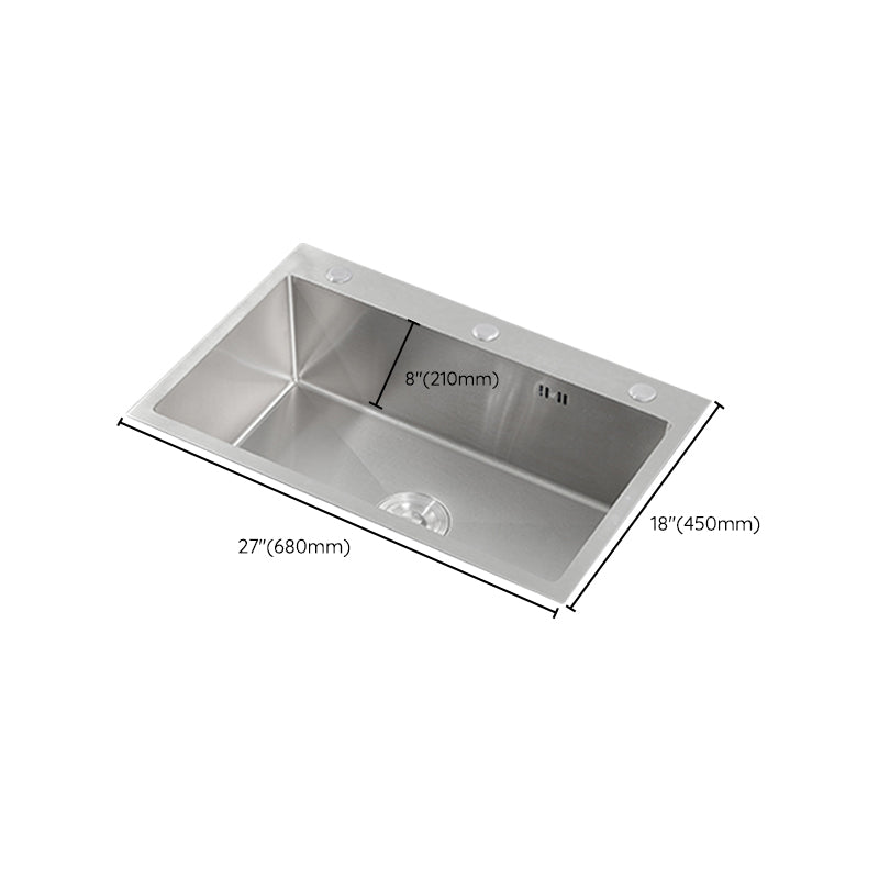 Modern Kitchen Sink Stainless Steel Kitchen Sink with Drain Strainer Kit Clearhalo 'Home Improvement' 'home_improvement' 'home_improvement_kitchen_sinks' 'Kitchen Remodel & Kitchen Fixtures' 'Kitchen Sinks & Faucet Components' 'Kitchen Sinks' 'kitchen_sinks' 6667352