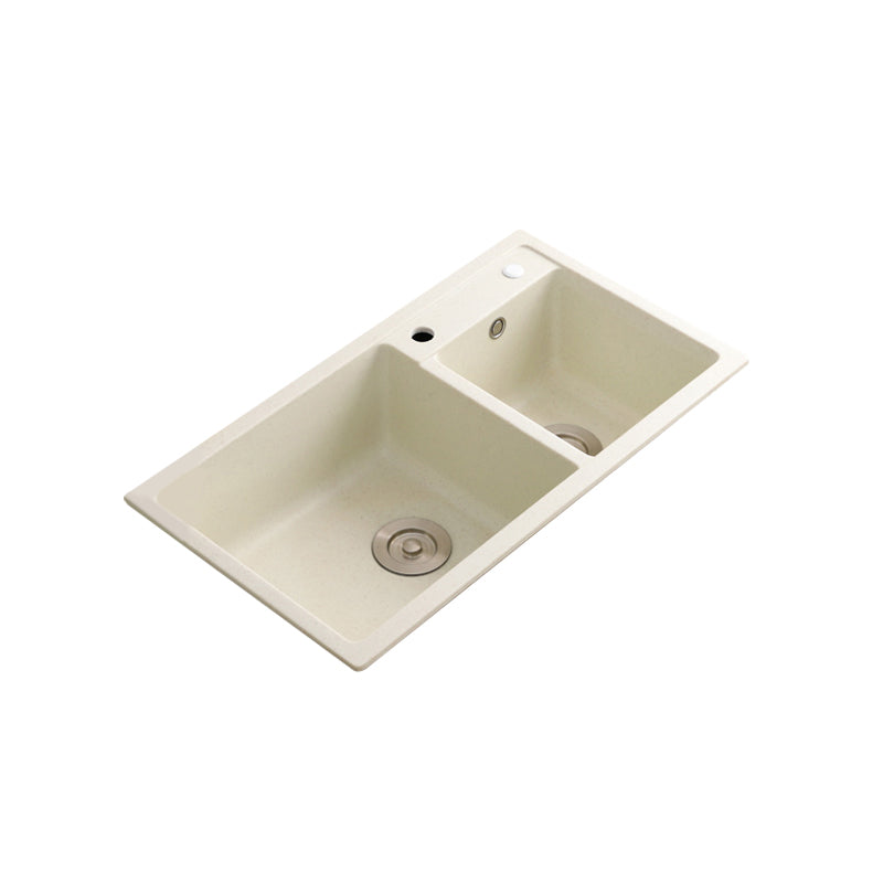 Contemporary Quartz Kitchen Sink Rectangle Shape Kitchen Sink with Double Sinks Clearhalo 'Home Improvement' 'home_improvement' 'home_improvement_kitchen_sinks' 'Kitchen Remodel & Kitchen Fixtures' 'Kitchen Sinks & Faucet Components' 'Kitchen Sinks' 'kitchen_sinks' 6667362