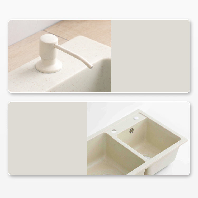 Contemporary Quartz Kitchen Sink Rectangle Shape Kitchen Sink with Double Sinks Clearhalo 'Home Improvement' 'home_improvement' 'home_improvement_kitchen_sinks' 'Kitchen Remodel & Kitchen Fixtures' 'Kitchen Sinks & Faucet Components' 'Kitchen Sinks' 'kitchen_sinks' 6667366