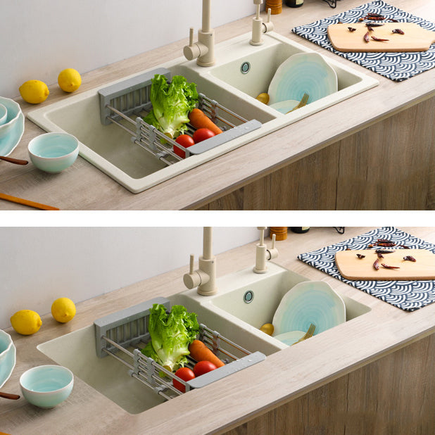 Contemporary Quartz Kitchen Sink Rectangle Shape Kitchen Sink with Double Sinks Clearhalo 'Home Improvement' 'home_improvement' 'home_improvement_kitchen_sinks' 'Kitchen Remodel & Kitchen Fixtures' 'Kitchen Sinks & Faucet Components' 'Kitchen Sinks' 'kitchen_sinks' 6667368