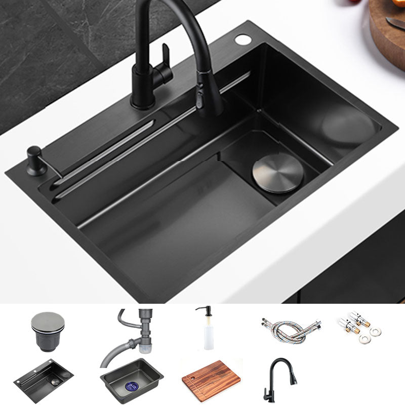 Classic Style Sink Dirt Resistant Stainless Steel Sink for Kitchen Sink with Faucet Pull Out Faucet Clearhalo 'Home Improvement' 'home_improvement' 'home_improvement_kitchen_sinks' 'Kitchen Remodel & Kitchen Fixtures' 'Kitchen Sinks & Faucet Components' 'Kitchen Sinks' 'kitchen_sinks' 6667382