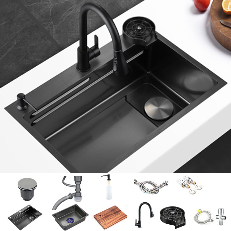 Classic Style Sink Dirt Resistant Stainless Steel Sink for Kitchen Sink with Faucet Pull Out Faucet with Cup Washer Clearhalo 'Home Improvement' 'home_improvement' 'home_improvement_kitchen_sinks' 'Kitchen Remodel & Kitchen Fixtures' 'Kitchen Sinks & Faucet Components' 'Kitchen Sinks' 'kitchen_sinks' 6667386