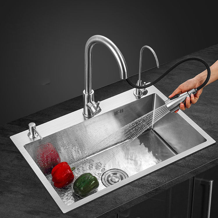 Classic Style Kitchen Sink Noise-cancelling Design Stainless Steel Kitchen Sink Clearhalo 'Home Improvement' 'home_improvement' 'home_improvement_kitchen_sinks' 'Kitchen Remodel & Kitchen Fixtures' 'Kitchen Sinks & Faucet Components' 'Kitchen Sinks' 'kitchen_sinks' 6667403