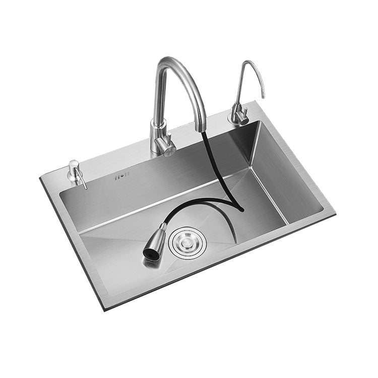 Classic Style Kitchen Sink Noise-cancelling Design Stainless Steel Kitchen Sink Clearhalo 'Home Improvement' 'home_improvement' 'home_improvement_kitchen_sinks' 'Kitchen Remodel & Kitchen Fixtures' 'Kitchen Sinks & Faucet Components' 'Kitchen Sinks' 'kitchen_sinks' 6667408