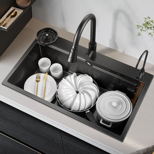 Modern Kitchen Sink Dirt Resistant Stainless Steel Drop-In Kitchen Sink Clearhalo 'Home Improvement' 'home_improvement' 'home_improvement_kitchen_sinks' 'Kitchen Remodel & Kitchen Fixtures' 'Kitchen Sinks & Faucet Components' 'Kitchen Sinks' 'kitchen_sinks' 6667425