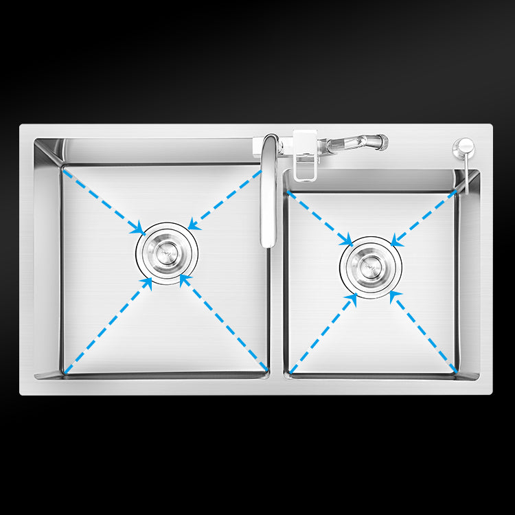 Classic Style Kitchen Sink Stainless Steel Drop-In Noise-cancelling Design Kitchen Sink Clearhalo 'Home Improvement' 'home_improvement' 'home_improvement_kitchen_sinks' 'Kitchen Remodel & Kitchen Fixtures' 'Kitchen Sinks & Faucet Components' 'Kitchen Sinks' 'kitchen_sinks' 6667474