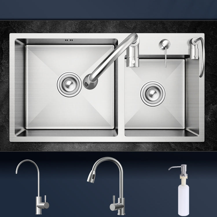 Classic Style Kitchen Sink Stainless Steel Drop-In Noise-cancelling Design Kitchen Sink Clearhalo 'Home Improvement' 'home_improvement' 'home_improvement_kitchen_sinks' 'Kitchen Remodel & Kitchen Fixtures' 'Kitchen Sinks & Faucet Components' 'Kitchen Sinks' 'kitchen_sinks' 6667486