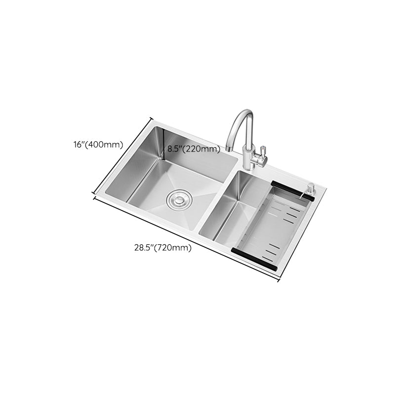 Classic Style Kitchen Sink Stainless Steel Drop-In Noise-cancelling Design Kitchen Sink Clearhalo 'Home Improvement' 'home_improvement' 'home_improvement_kitchen_sinks' 'Kitchen Remodel & Kitchen Fixtures' 'Kitchen Sinks & Faucet Components' 'Kitchen Sinks' 'kitchen_sinks' 6667488