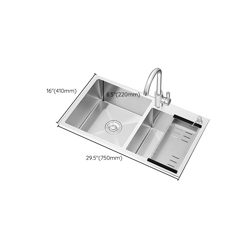 Classic Style Kitchen Sink Stainless Steel Drop-In Noise-cancelling Design Kitchen Sink Clearhalo 'Home Improvement' 'home_improvement' 'home_improvement_kitchen_sinks' 'Kitchen Remodel & Kitchen Fixtures' 'Kitchen Sinks & Faucet Components' 'Kitchen Sinks' 'kitchen_sinks' 6667489