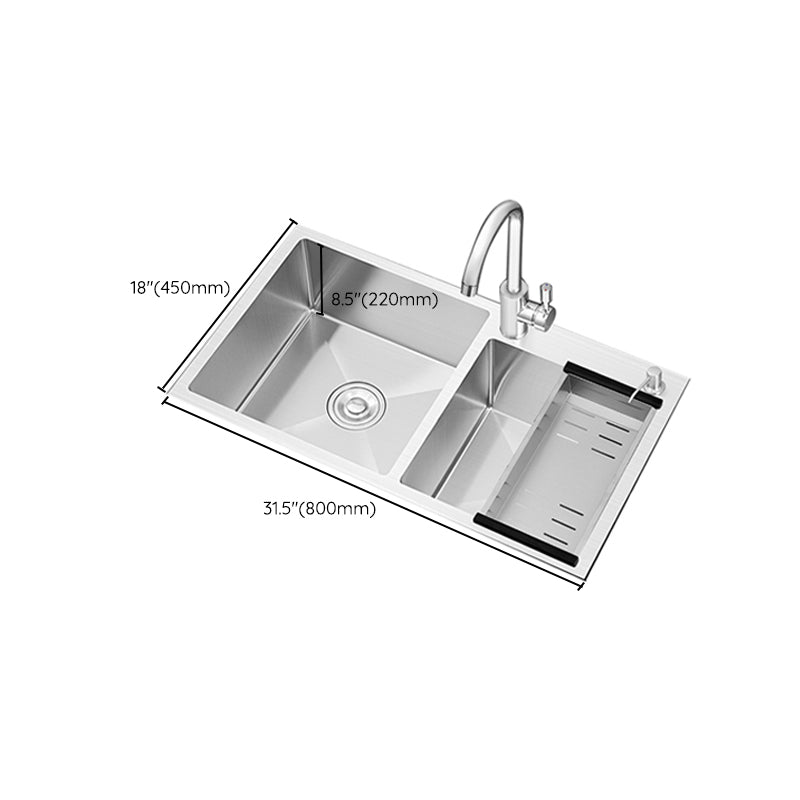 Classic Style Kitchen Sink Stainless Steel Drop-In Noise-cancelling Design Kitchen Sink Clearhalo 'Home Improvement' 'home_improvement' 'home_improvement_kitchen_sinks' 'Kitchen Remodel & Kitchen Fixtures' 'Kitchen Sinks & Faucet Components' 'Kitchen Sinks' 'kitchen_sinks' 6667491