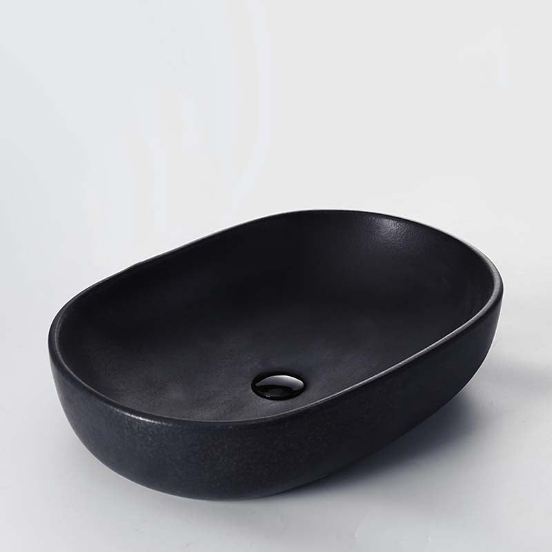 Black Trough Bathroom Sink Round Porcelain Trough Bathroom Sink 24"L x 17"W x 6"H Sink Clearhalo 'Bathroom Remodel & Bathroom Fixtures' 'Bathroom Sinks & Faucet Components' 'Bathroom Sinks' 'bathroom_sink' 'Home Improvement' 'home_improvement' 'home_improvement_bathroom_sink' 6667510