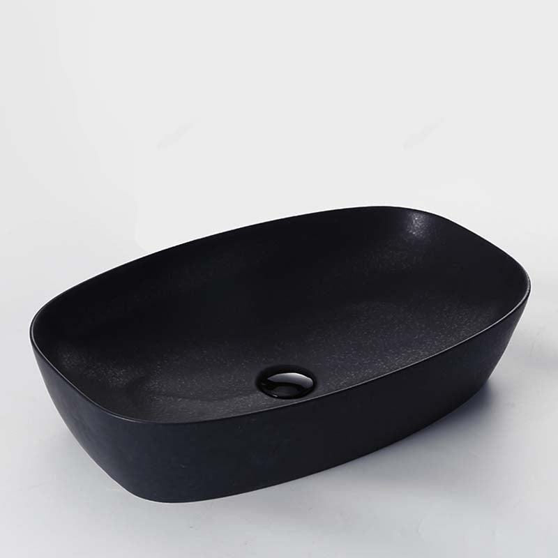 Black Trough Bathroom Sink Round Porcelain Trough Bathroom Sink 23"L x 15"W x 5"H Sink Clearhalo 'Bathroom Remodel & Bathroom Fixtures' 'Bathroom Sinks & Faucet Components' 'Bathroom Sinks' 'bathroom_sink' 'Home Improvement' 'home_improvement' 'home_improvement_bathroom_sink' 6667520