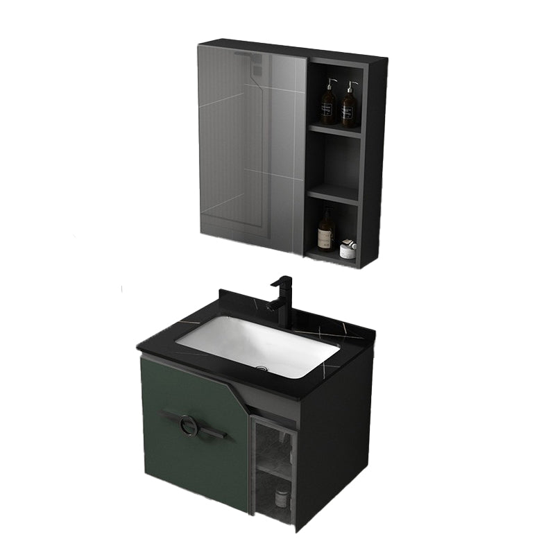 Metal Frame Bath Vanity Mirror Rectangle Wall Mount Single Sink Bathroom Vanity Set Clearhalo 'Bathroom Remodel & Bathroom Fixtures' 'Bathroom Vanities' 'bathroom_vanities' 'Home Improvement' 'home_improvement' 'home_improvement_bathroom_vanities' 6667614
