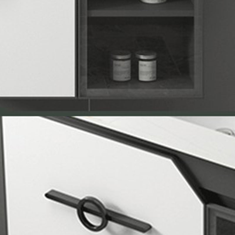 Metal Frame Bath Vanity Mirror Rectangle Wall Mount Single Sink Bathroom Vanity Set Clearhalo 'Bathroom Remodel & Bathroom Fixtures' 'Bathroom Vanities' 'bathroom_vanities' 'Home Improvement' 'home_improvement' 'home_improvement_bathroom_vanities' 6667631