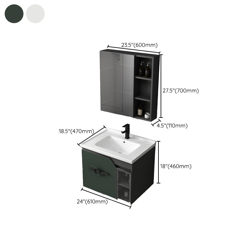 Metal Frame Bath Vanity Mirror Rectangle Wall Mount Single Sink Bathroom Vanity Set Clearhalo 'Bathroom Remodel & Bathroom Fixtures' 'Bathroom Vanities' 'bathroom_vanities' 'Home Improvement' 'home_improvement' 'home_improvement_bathroom_vanities' 6667638