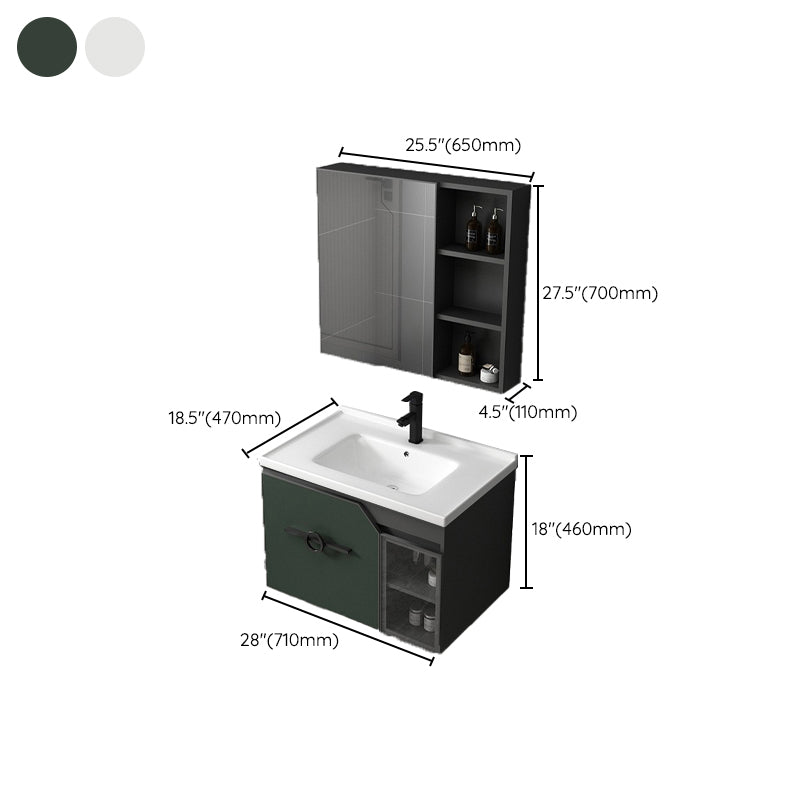 Metal Frame Bath Vanity Mirror Rectangle Wall Mount Single Sink Bathroom Vanity Set Clearhalo 'Bathroom Remodel & Bathroom Fixtures' 'Bathroom Vanities' 'bathroom_vanities' 'Home Improvement' 'home_improvement' 'home_improvement_bathroom_vanities' 6667639