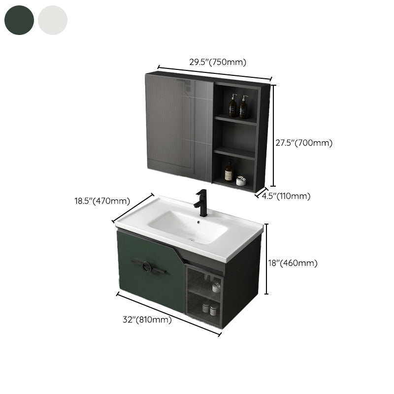 Metal Frame Bath Vanity Mirror Rectangle Wall Mount Single Sink Bathroom Vanity Set Clearhalo 'Bathroom Remodel & Bathroom Fixtures' 'Bathroom Vanities' 'bathroom_vanities' 'Home Improvement' 'home_improvement' 'home_improvement_bathroom_vanities' 6667640