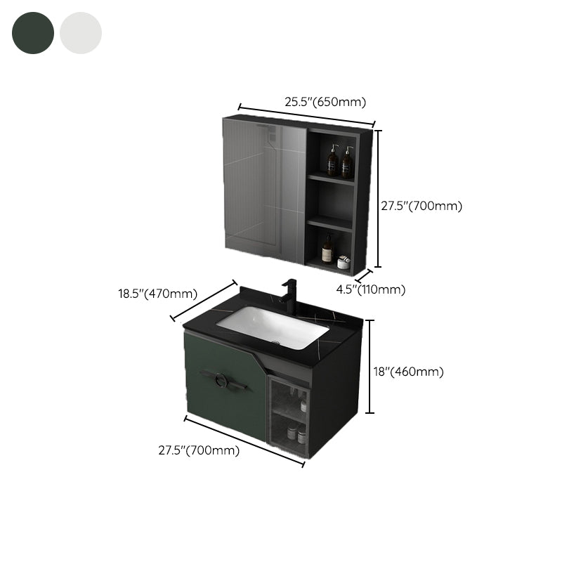 Metal Frame Bath Vanity Mirror Rectangle Wall Mount Single Sink Bathroom Vanity Set Clearhalo 'Bathroom Remodel & Bathroom Fixtures' 'Bathroom Vanities' 'bathroom_vanities' 'Home Improvement' 'home_improvement' 'home_improvement_bathroom_vanities' 6667642